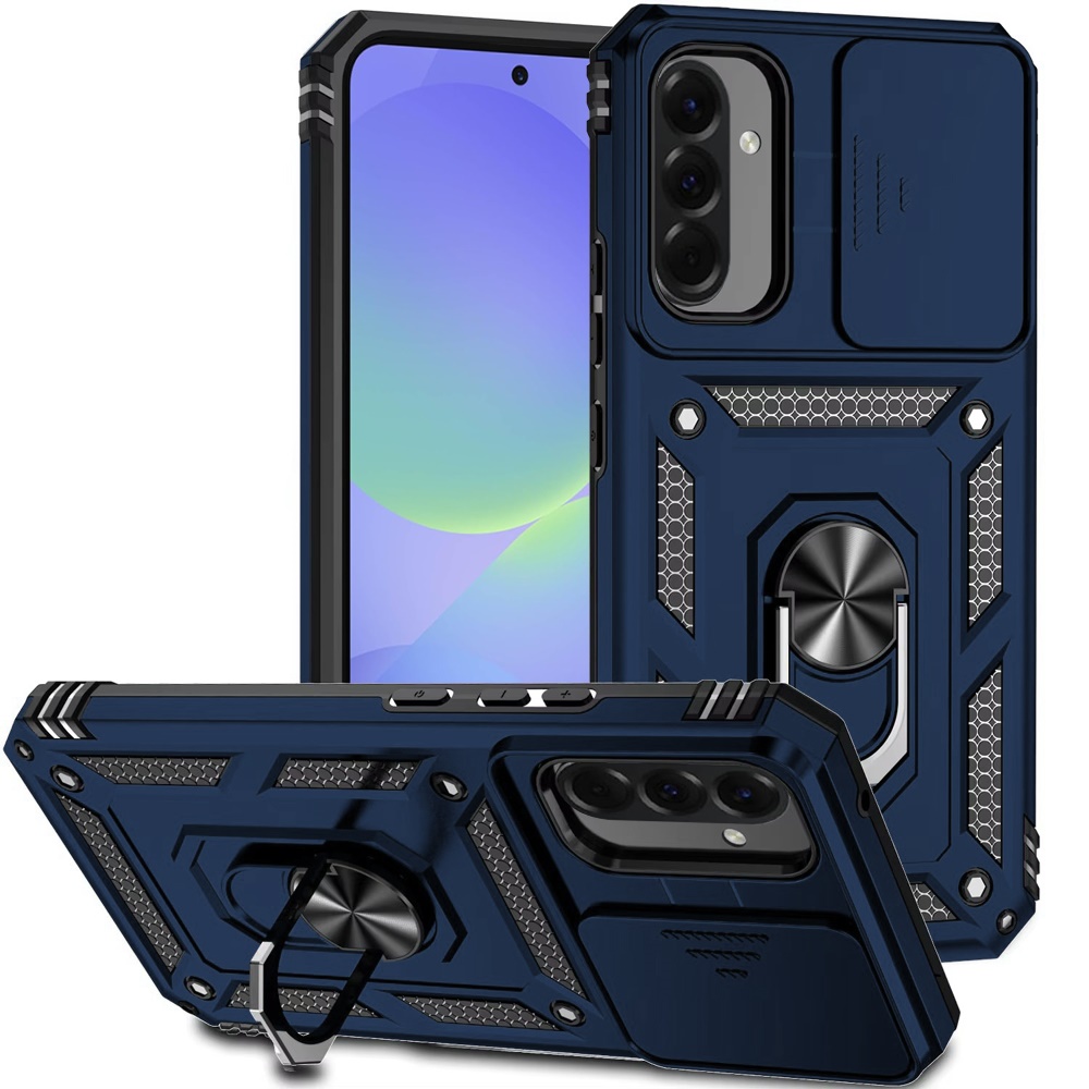 for samsung galaxy a37 well protective magentic ring stand camera protective cover case blue