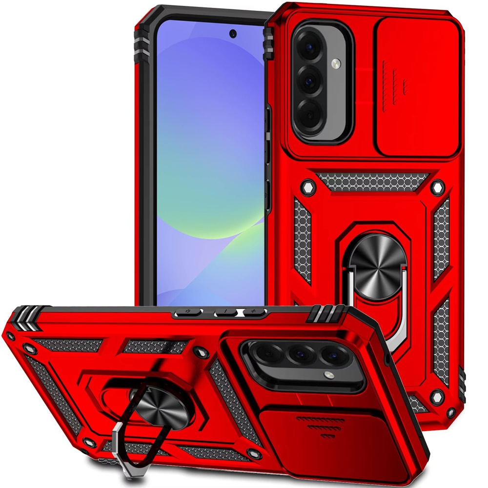 for samsung galaxy a37 well protective magentic ring stand camera protective cover case red