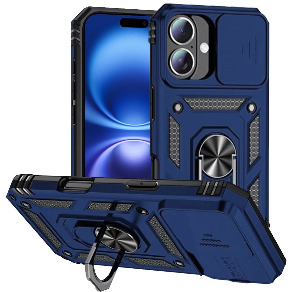 for iphone 17 well protective magentic ring stand camera protective cover case blue