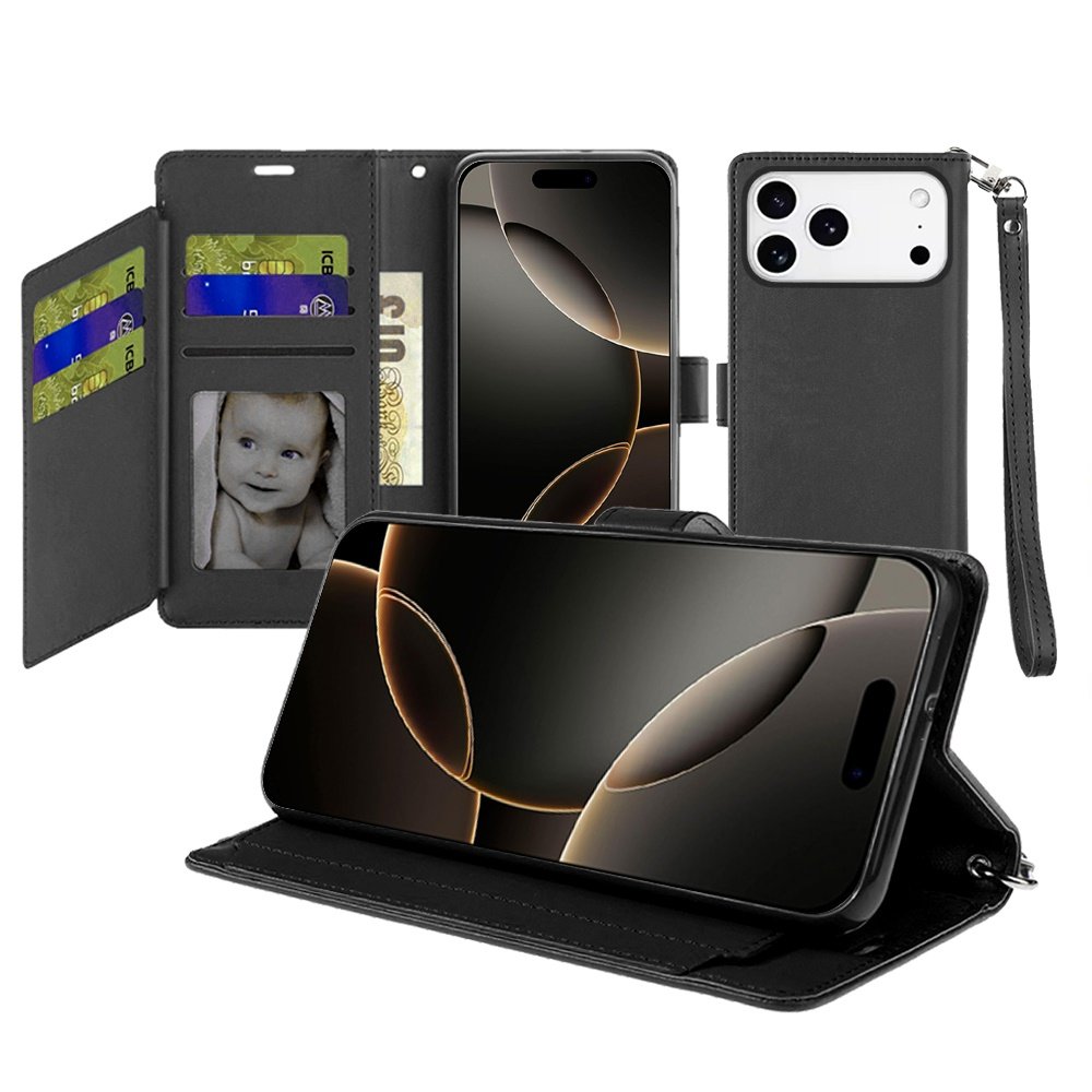 for iphone 17 pro max wallet id card holder case cover black