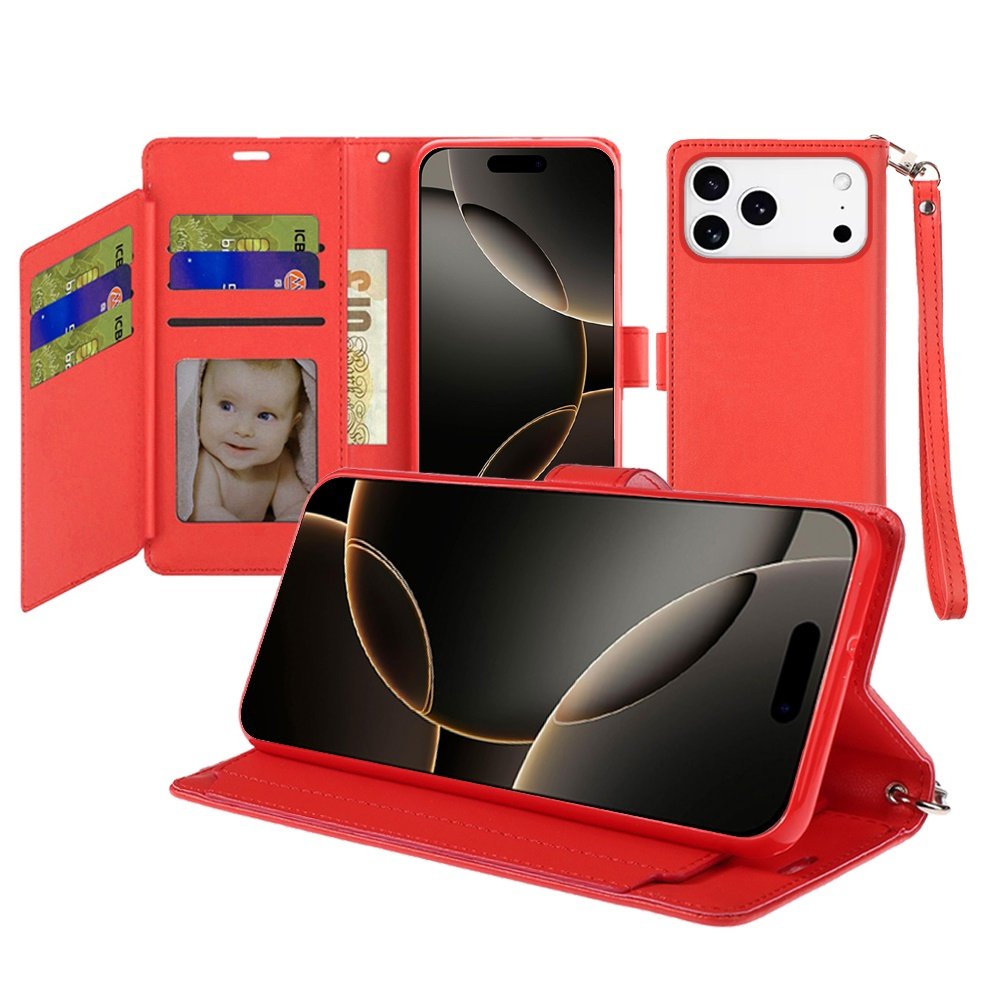for iphone 17 pro max wallet id card holder case cover red