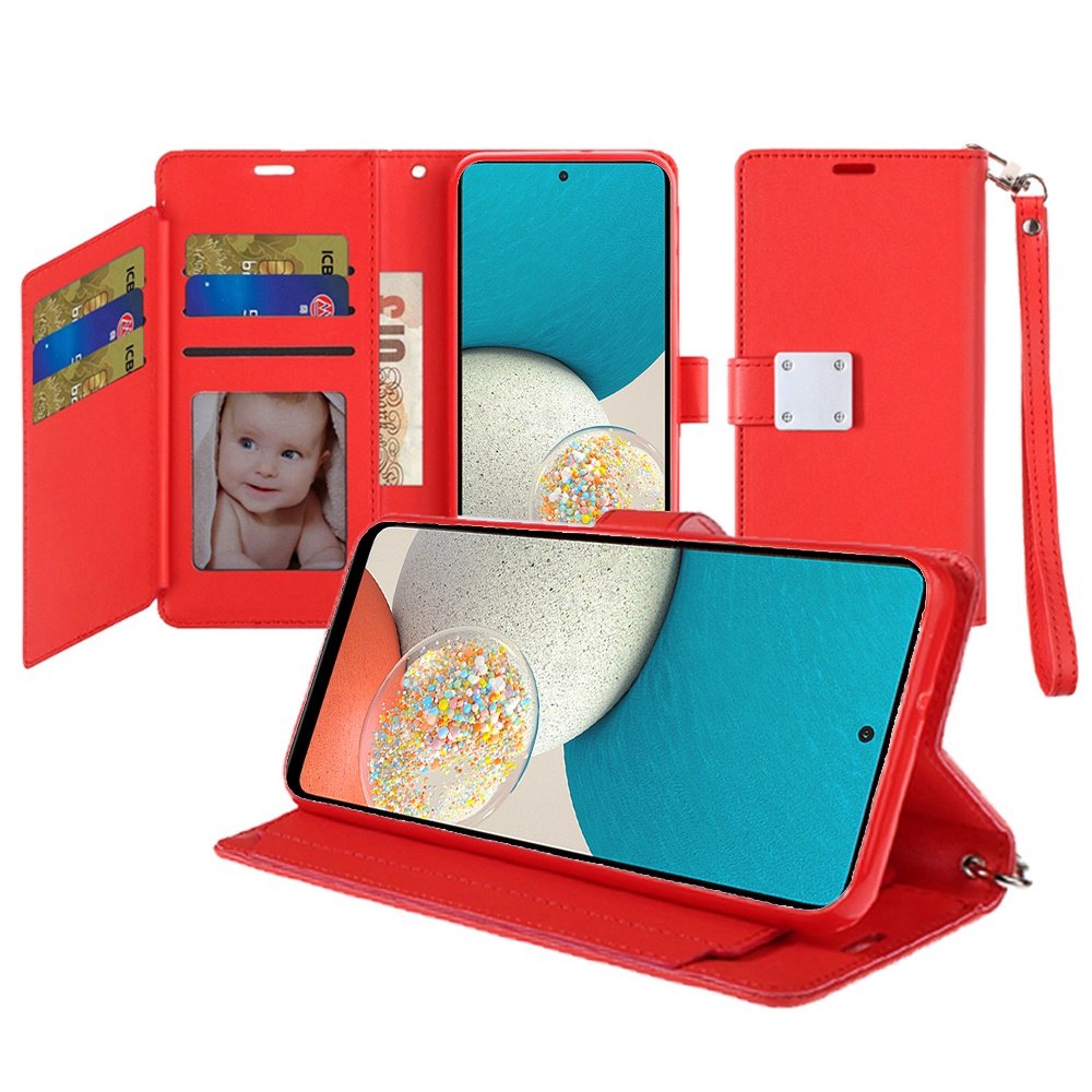 for iphone 15 wallet id card holder case cover red