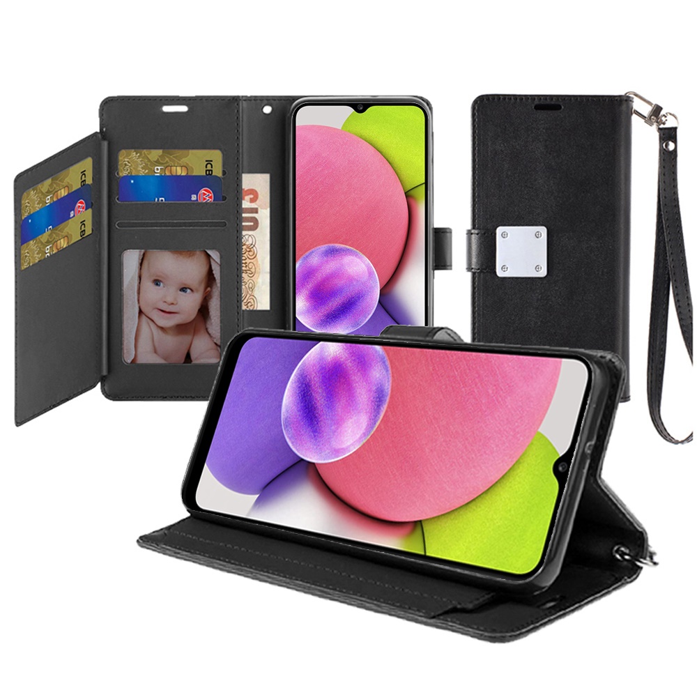 for iphone 15 plus wallet id card holder case cover black