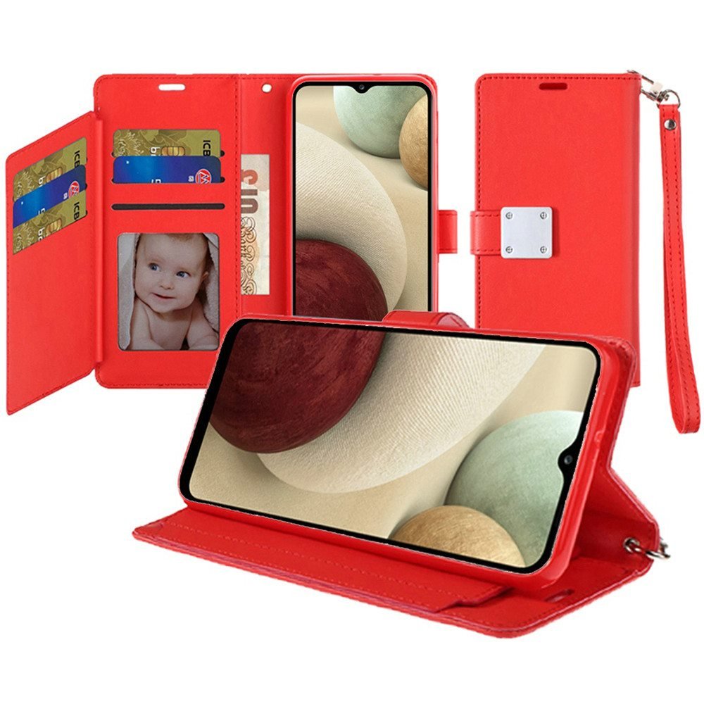 for iphone 15 plus wallet id card holder case cover red