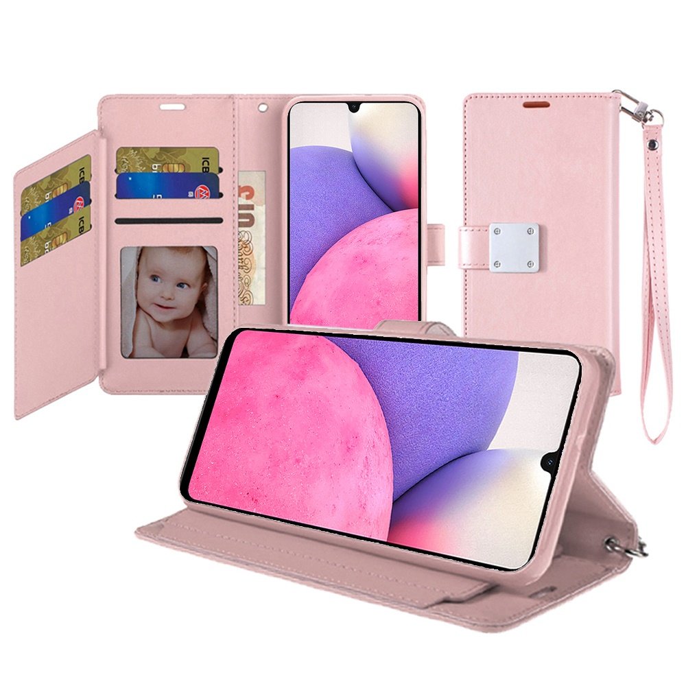 for ip15 pro max wallet id card holder case cover rose gold