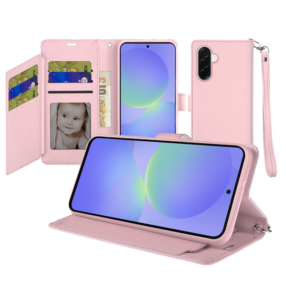for samsung galaxy a37 wallet id card holder case cover rose gold