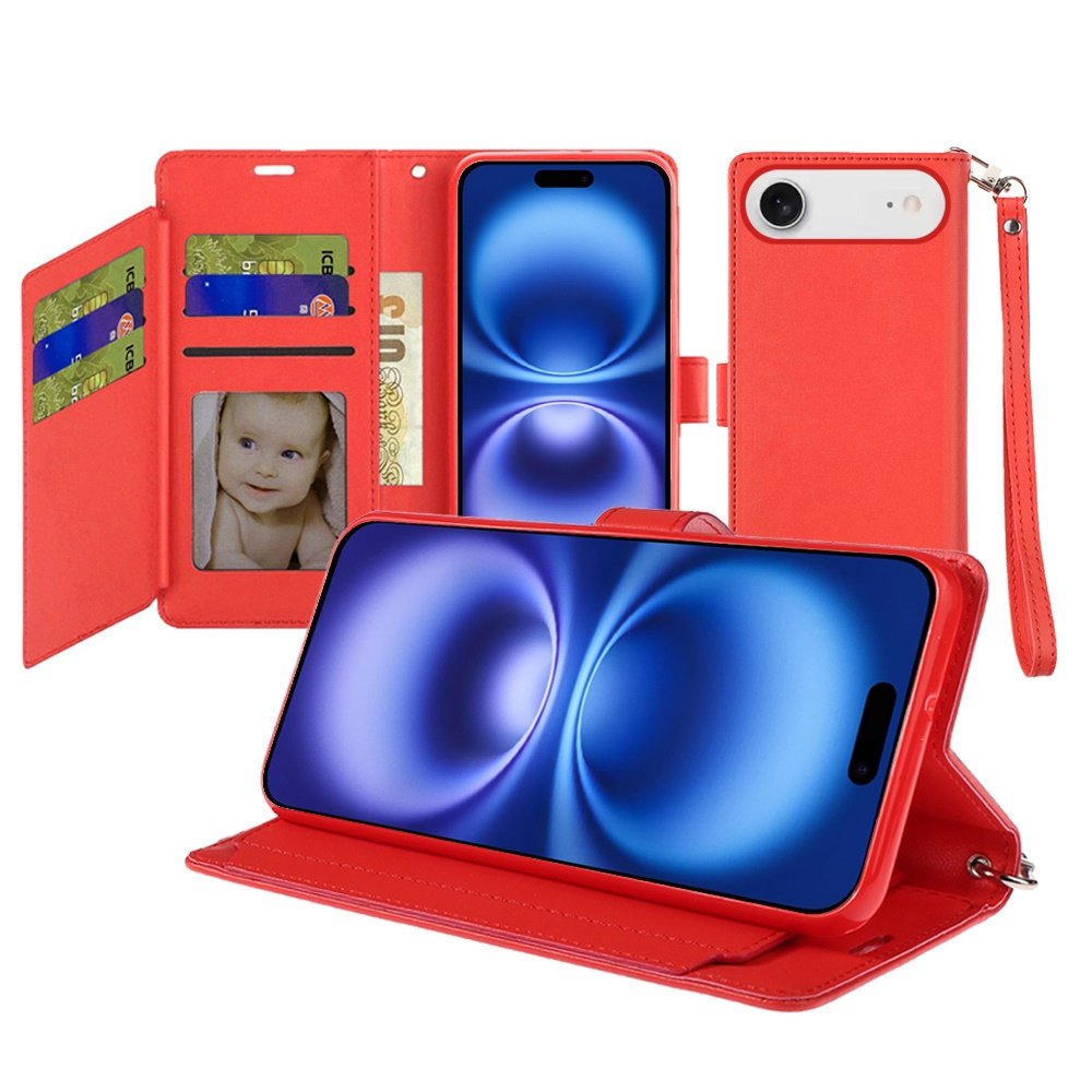 for iphone 17 air wallet id card holder case cover red