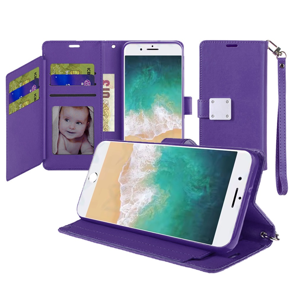 for iphone 17e / 16e / se4 wallet id card holder dark purple
