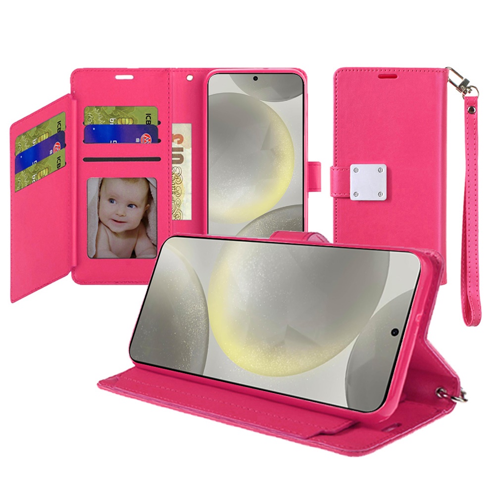 for iphone 17e / 16e / se4 wallet id card holder hot pink