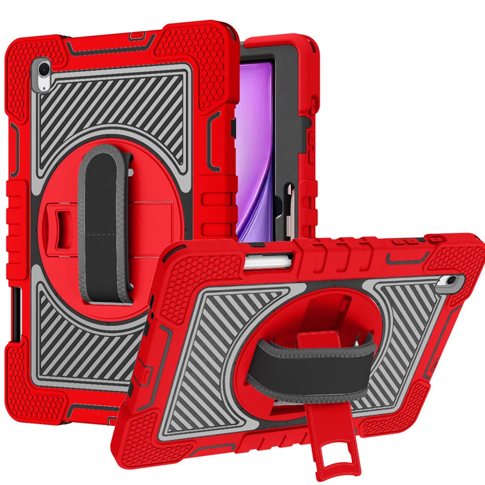 for apple ipad air 13 (m3) 2025 / air 13inch 2024 3in1 multi functional tablet case for hand shoulder pencil & stand red