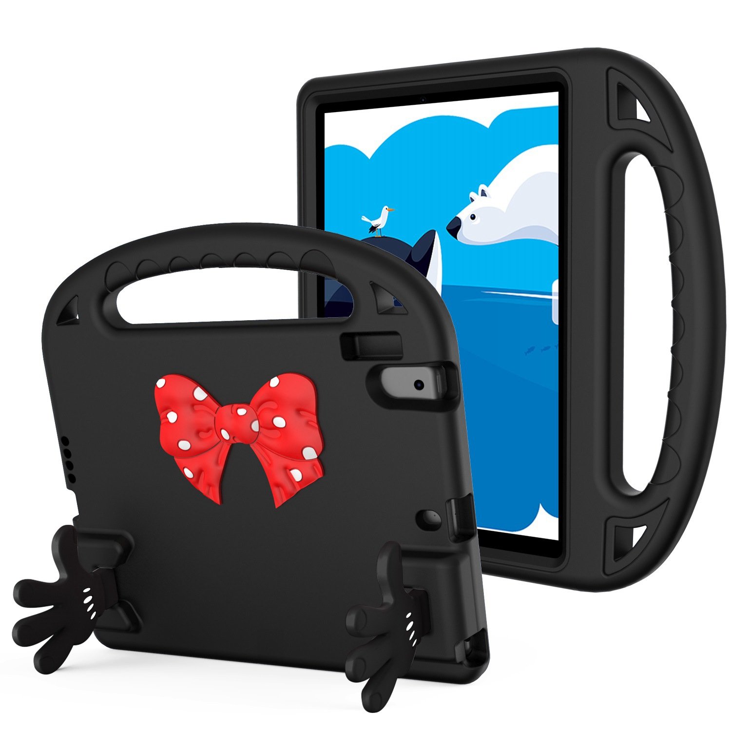 for apple new ipad 9.7 inch bow hands kickstand tablet case cover black