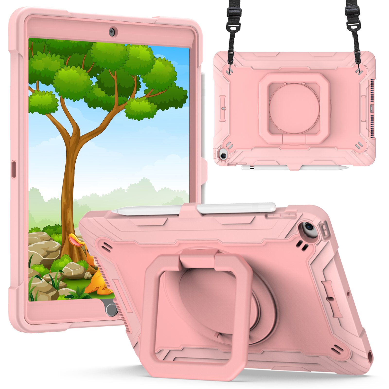 for samsung galaxy tab s9 plus tablet tough hybrid rotating 360 degree kickstand rose gold