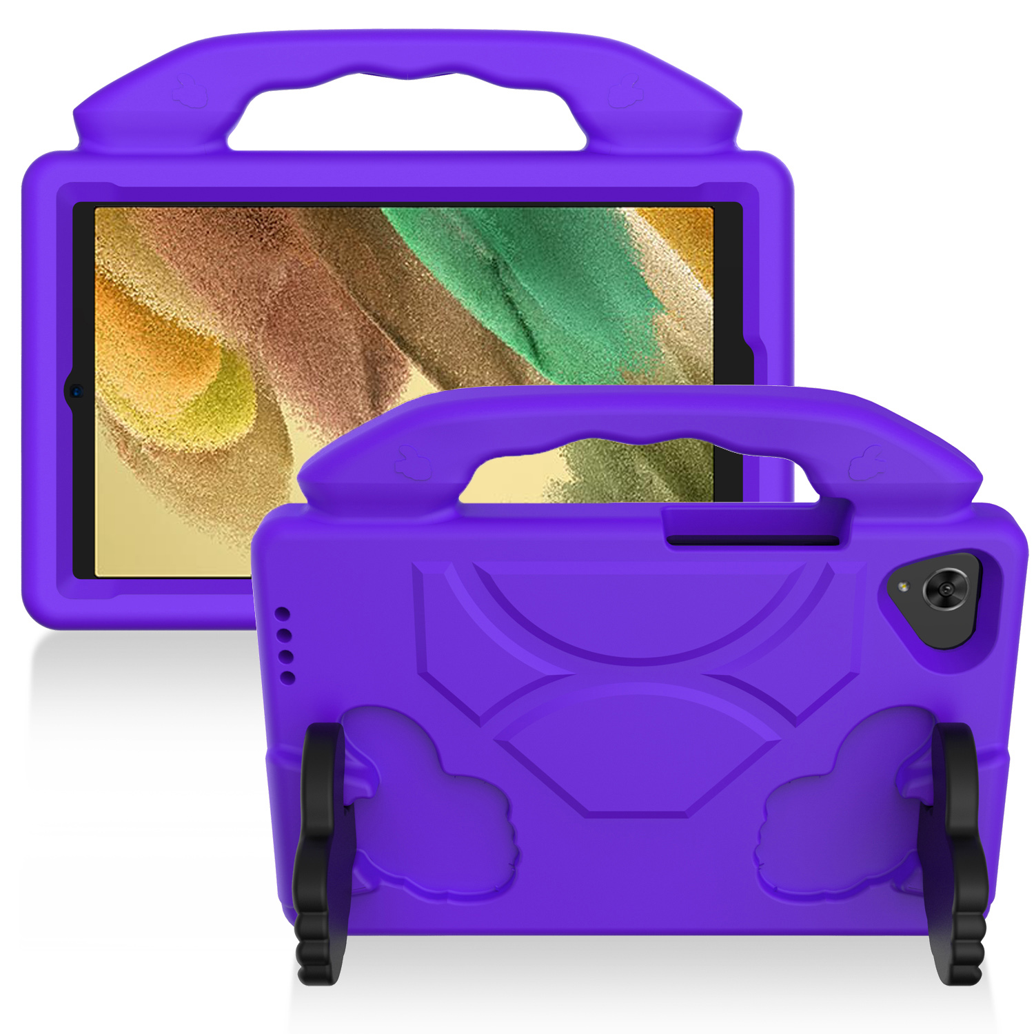 for samsung galaxy tab a7 lite 8.7 inch (t220 t225) thumbs up kickstand shockproof tablet case cover dark purple