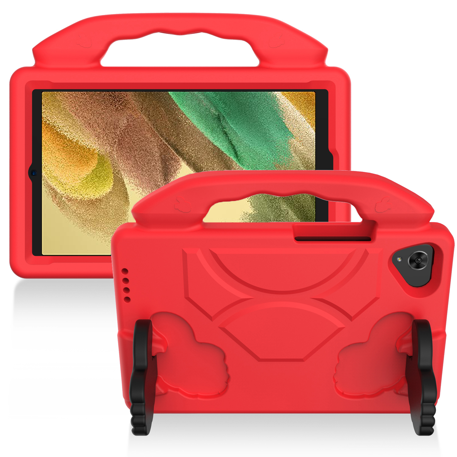for samsung galaxy tab a7 lite 8.7 inch (t220 t225) thumbs up kickstand shockproof tablet case cover red