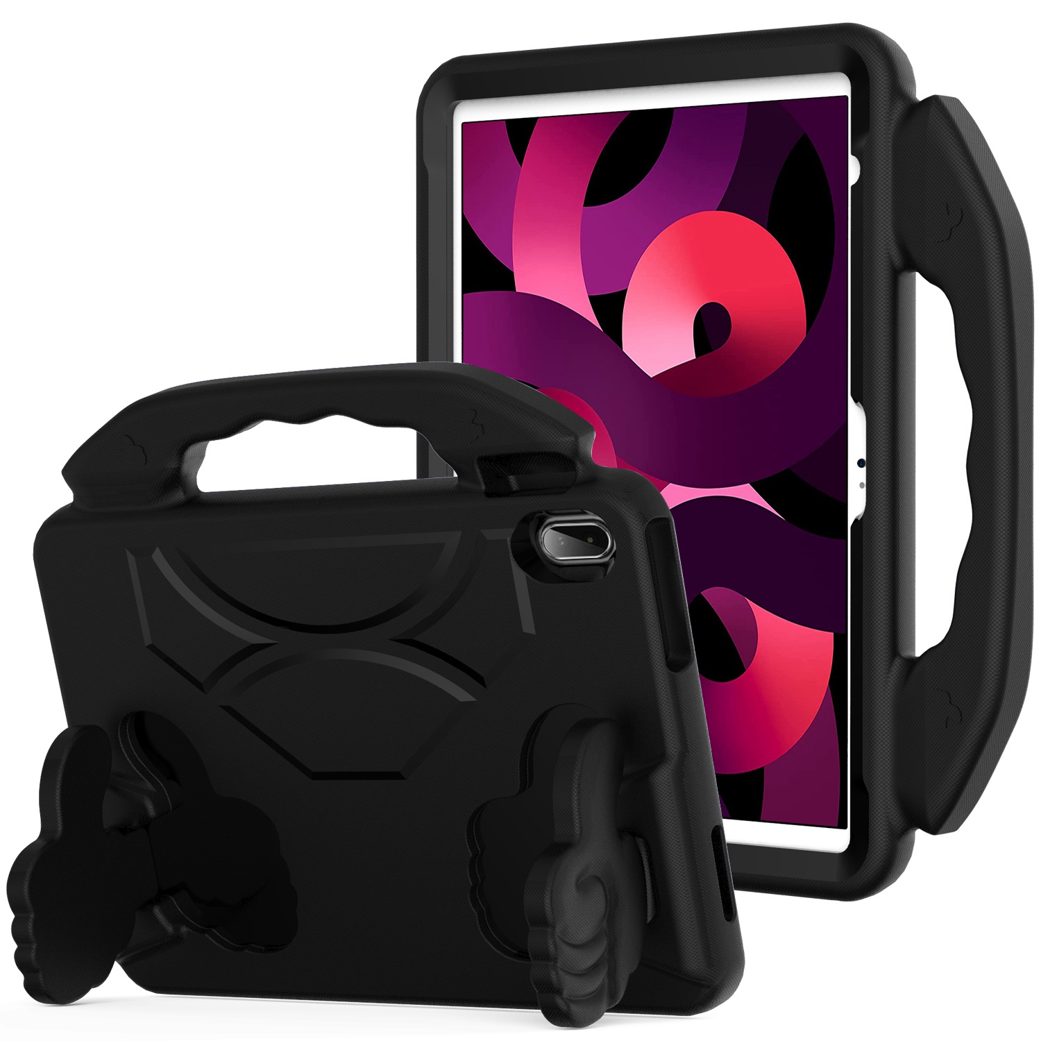 for samsung galaxy tab s9 / s9fe / s10fe thumbs up kickstand shockproof tablet case cover black