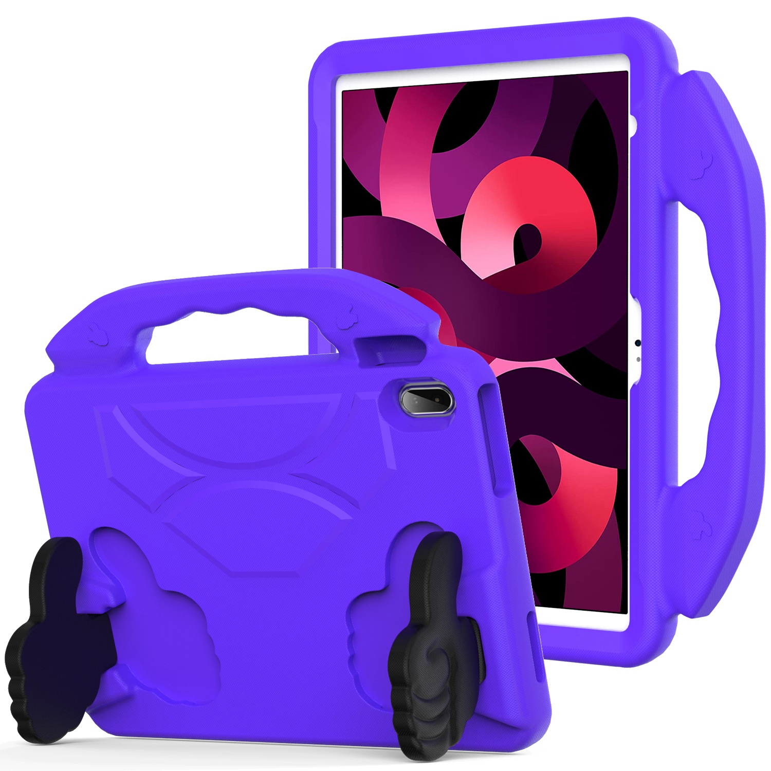 for samsung galaxy tab s9 / s9fe / s10fe thumbs up kickstand shockproof tablet case cover dark purple