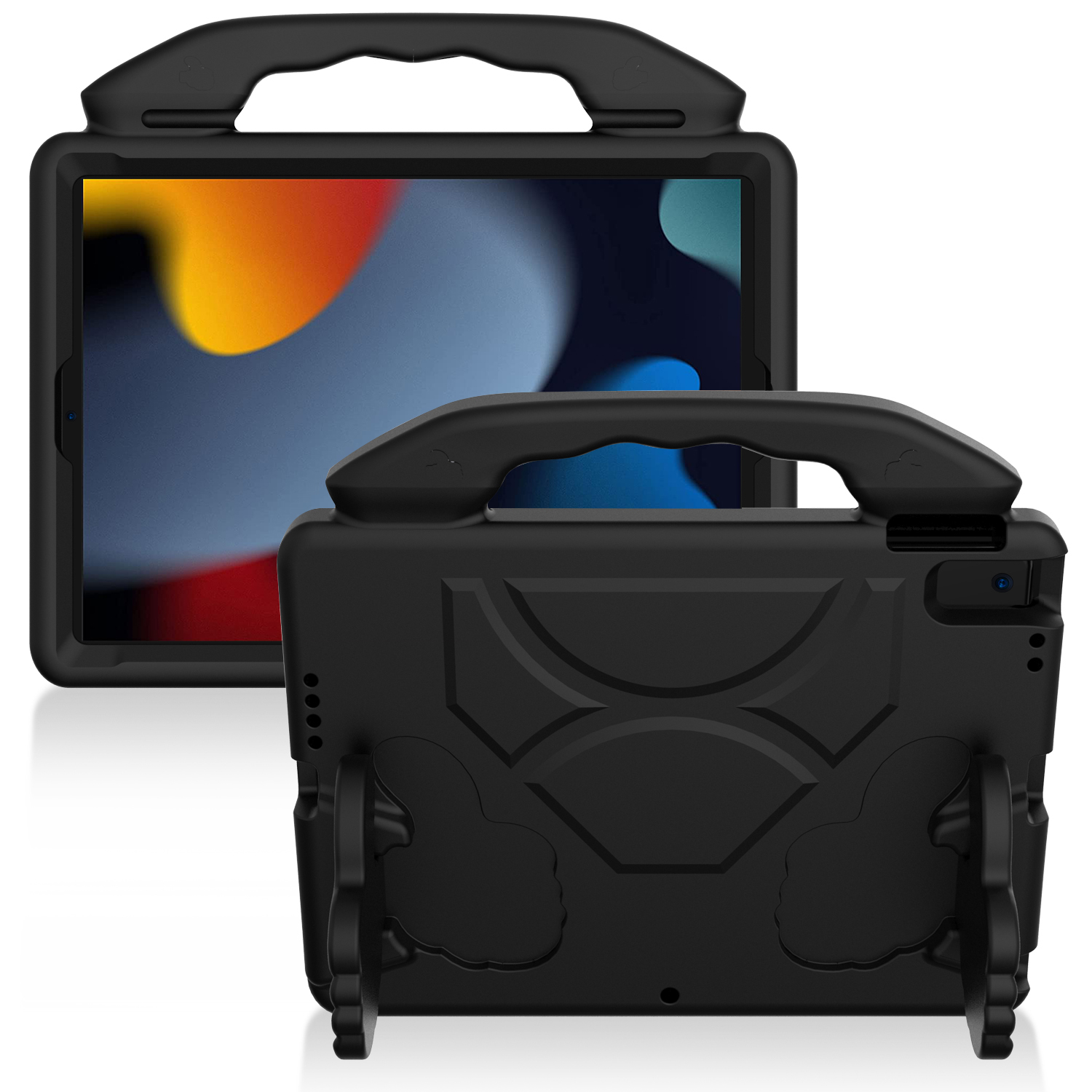 for apple ipad 9.7 inch thumbs up kickstand shockproof tablet case cover black
