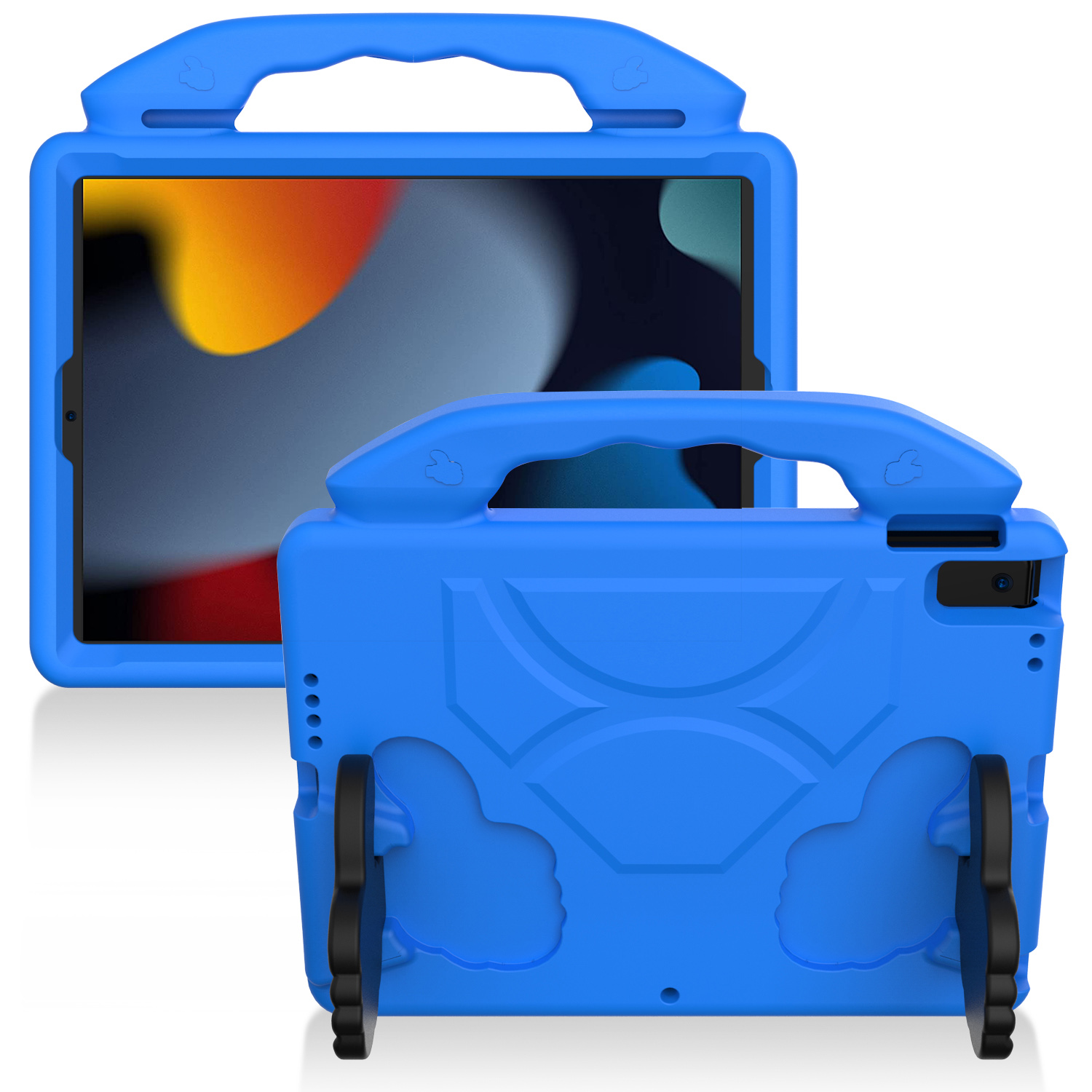 for apple ipad 9.7 inch thumbs up kickstand shockproof tablet case cover blue