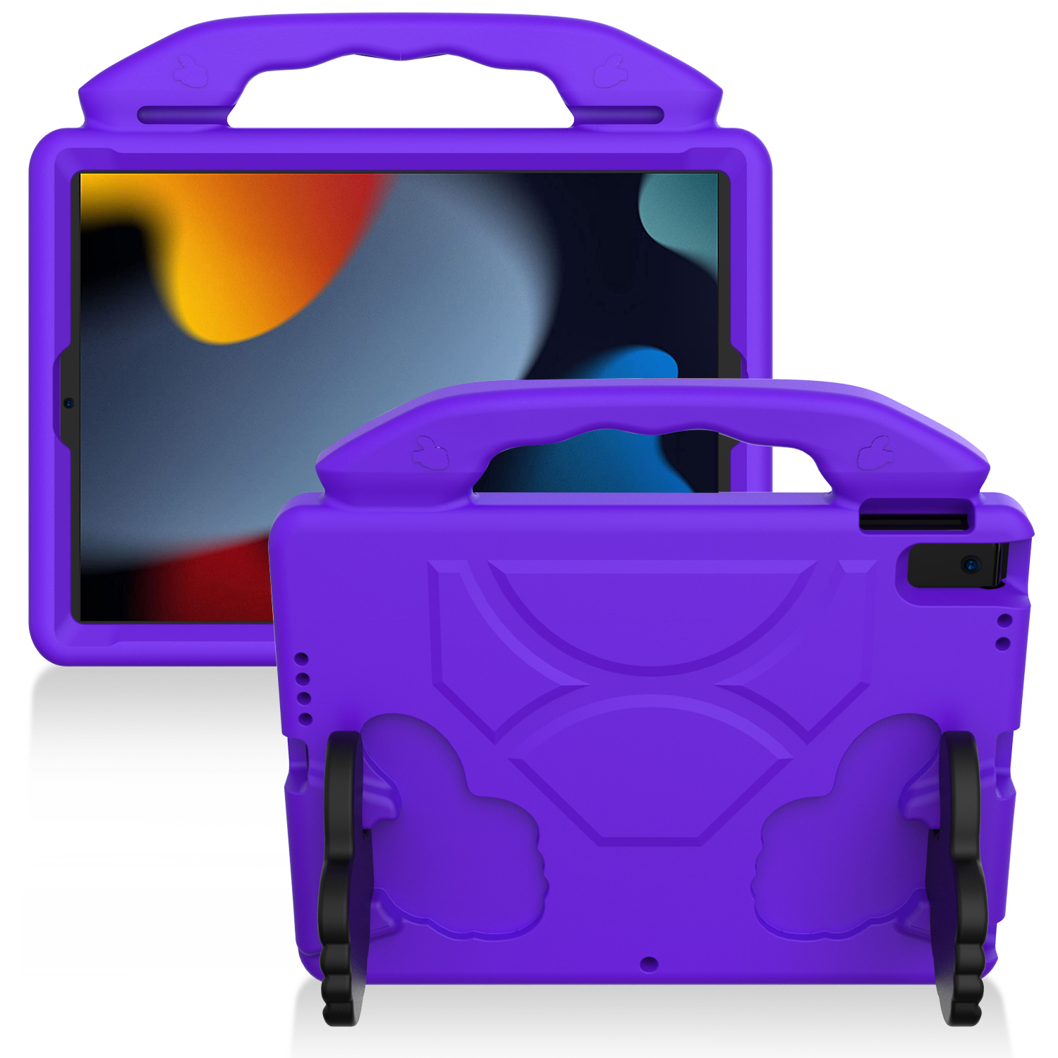 for apple ipad 9.7 inch thumbs up kickstand shockproof tablet case cover dark purple