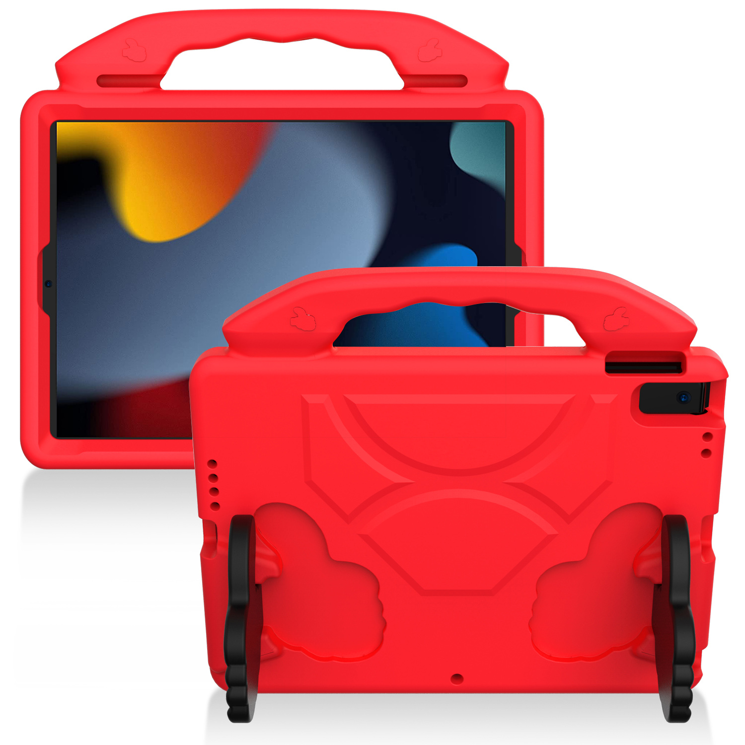 for apple ipad 9.7 inch thumbs up kickstand shockproof tablet case cover red