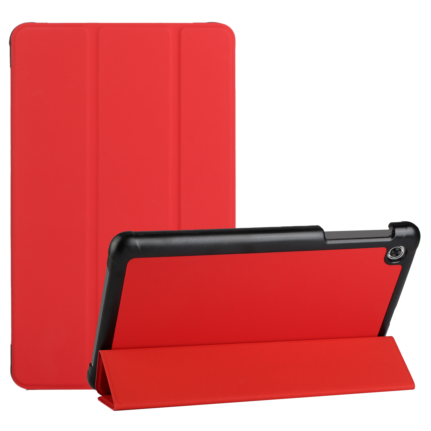 for alcatel joy tab 2 trifold magnetic closure pu leather case cover red