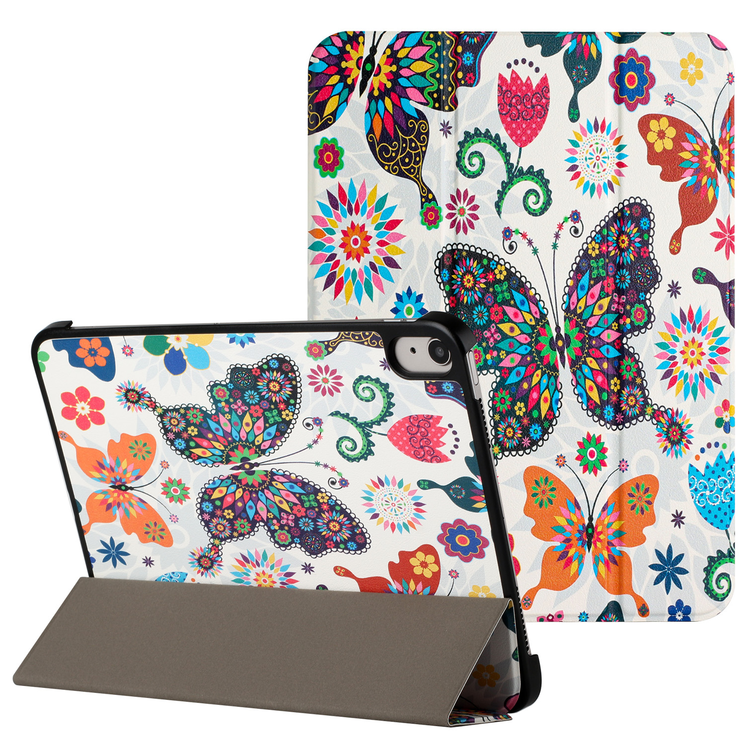 for samsung galaxy tab s9 / s9fe / s10fe trifold magnetic closure pu leather case cover butterfly