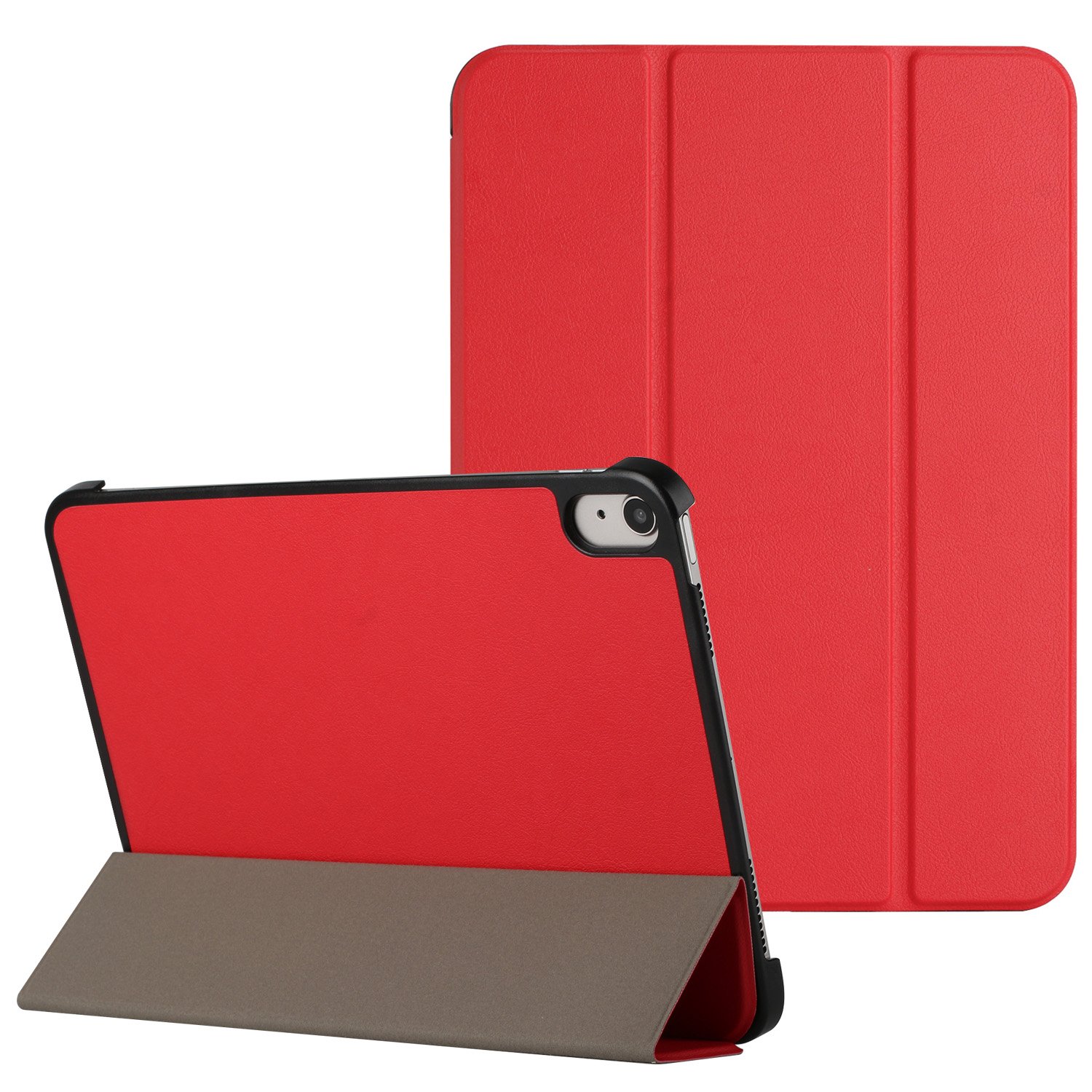 for apple new ipad 9.7 inch trifold magnetic closure pu leather case cover red