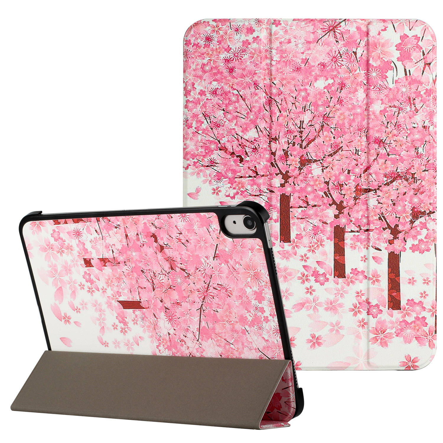 for apple ipad air 13 (m3) 2025 / air 13inch 2024 trifold magnetic closure pu leather case cover sakura floral