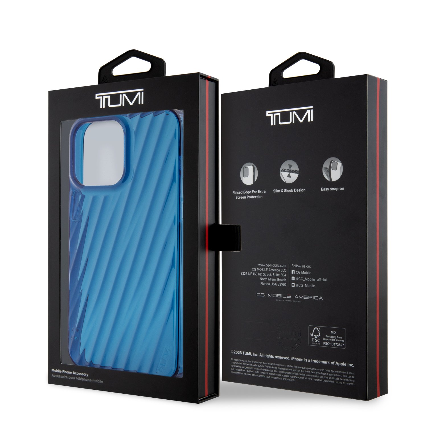 for iphone 15 pro max tumi hc pc/tpu transparent 19 degree blue (tumi#146)