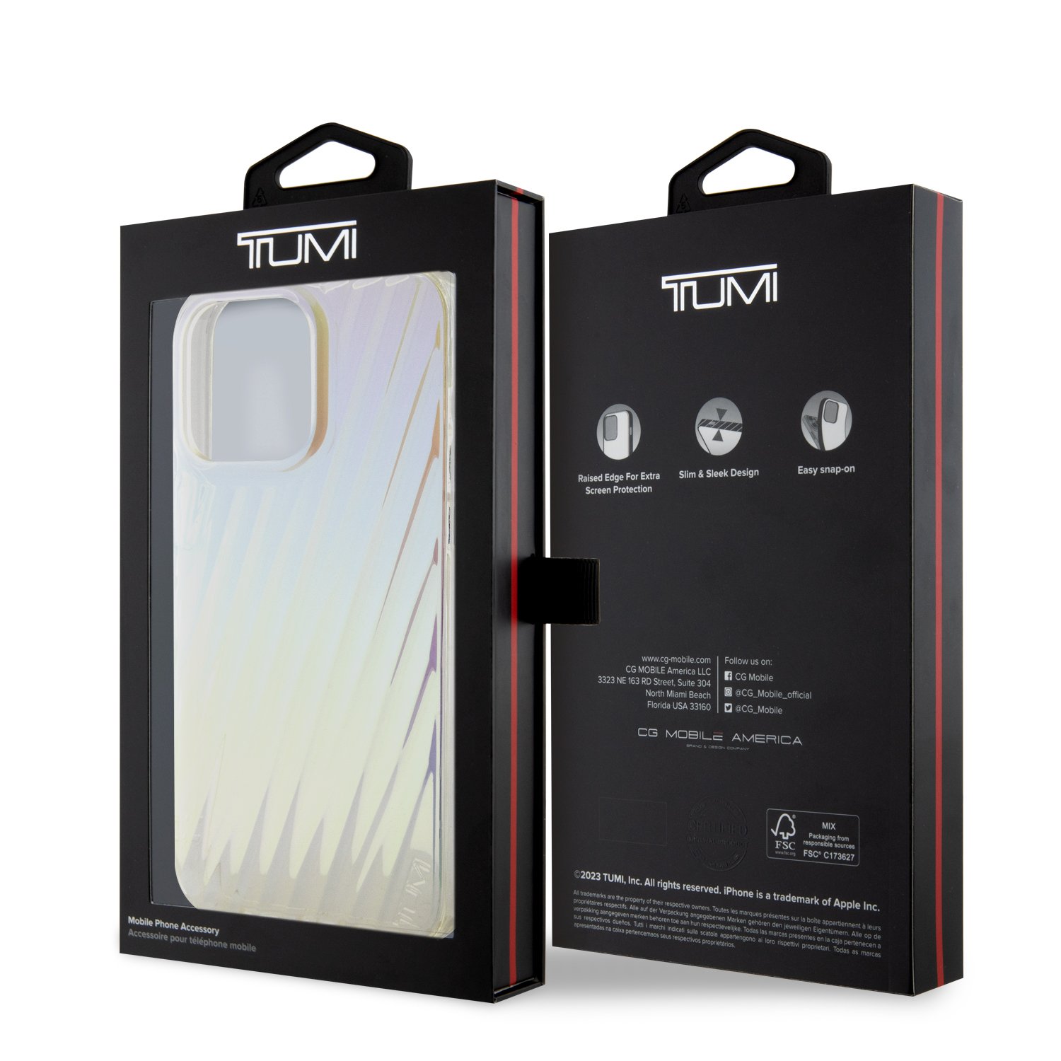 for iphone 15 pro max tumi hc pc/tpu transparent 19 degree iridescent (tumi#144)