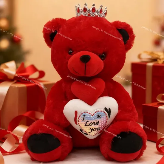 lolita style red dress teddy bear plush doll christmas gift toy hug pillow