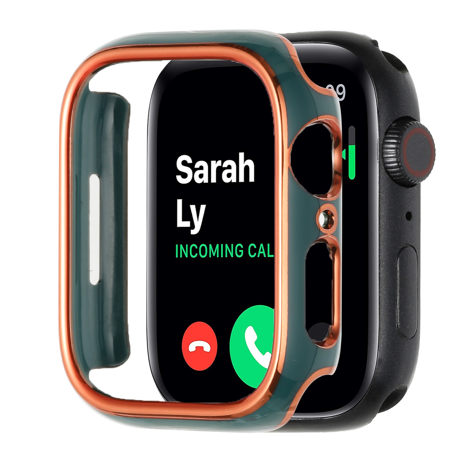 38mm chromed iwatch screen frame chromed gold+midnight green