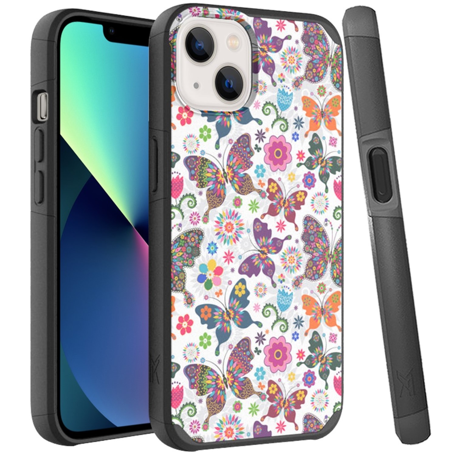 for iphone 13 pro premium minimalistic slim tough shockproof hybrid case cover harmonious butterfly floral