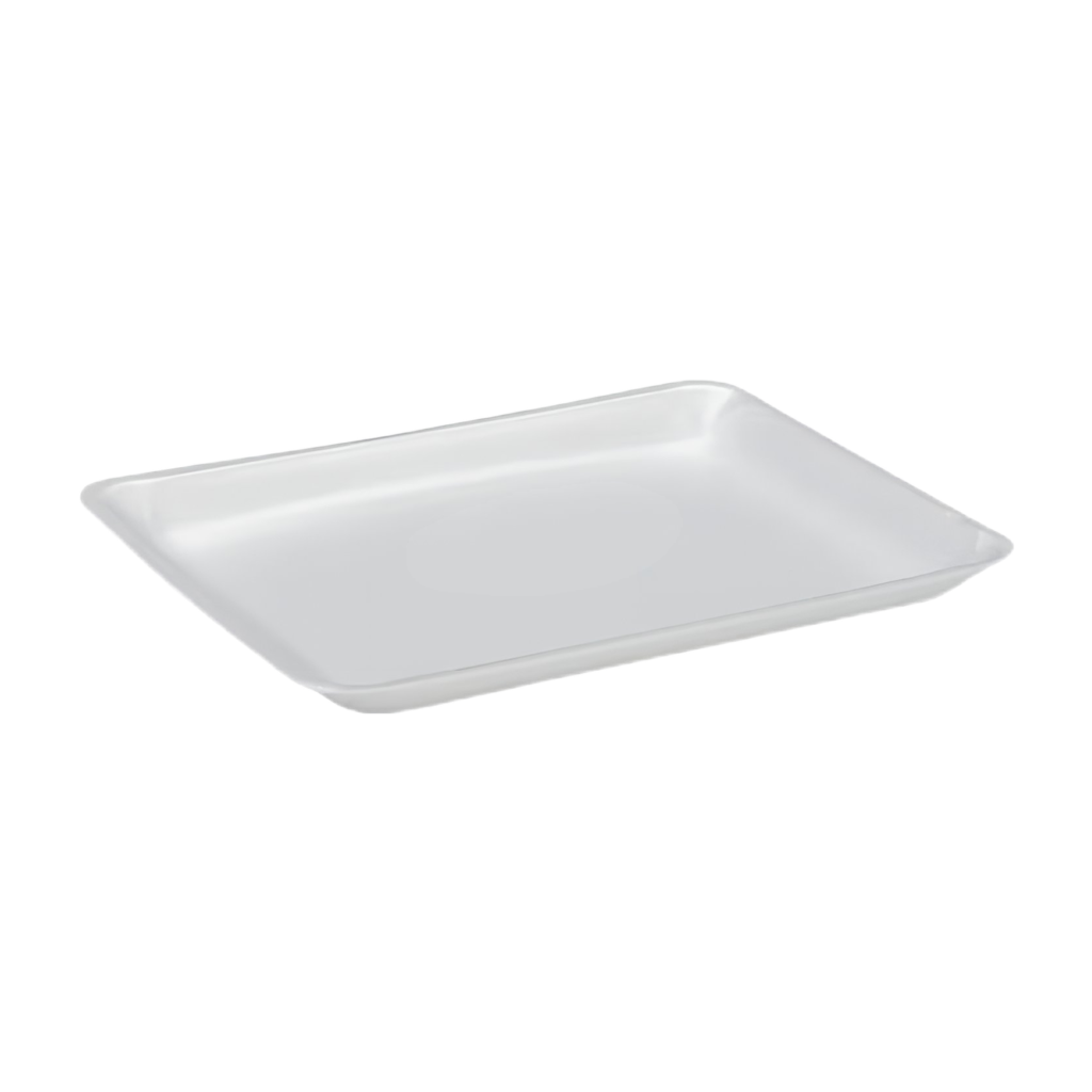 9L White Rectangular Foam Meat Tray. 200/case