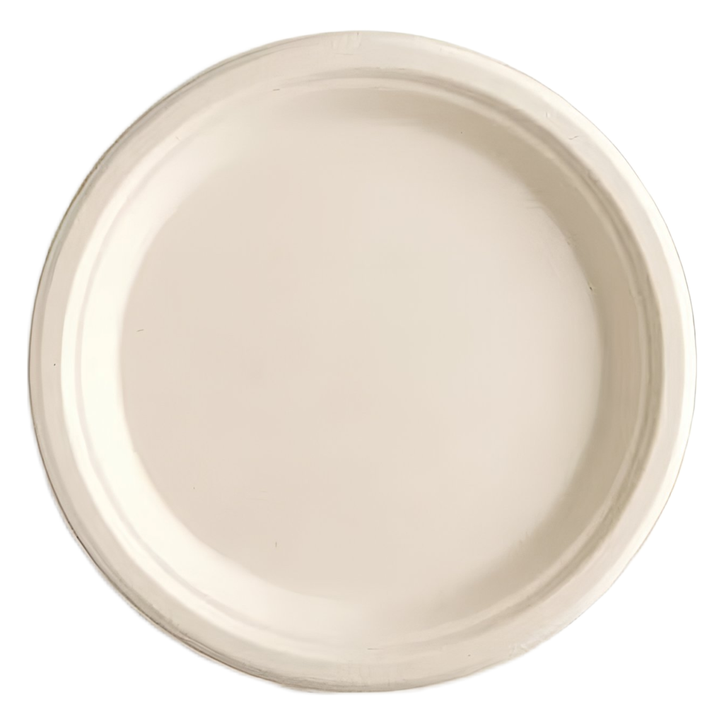 9" 1 Compartment Compostable Sugarcane Bagasse Plate. 500/case