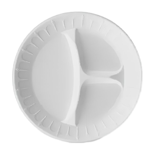 Foam Pak 9" White Disposable Foam Plate 3 Compartment 500/Case