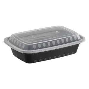 24 Oz Black PP Plastic Rectangular Containers with Clear Lid. 150/case