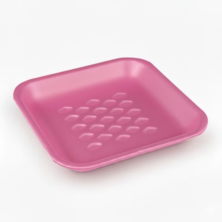 1S Dark Rose Rectangular Foam Meat Tray 1000/case