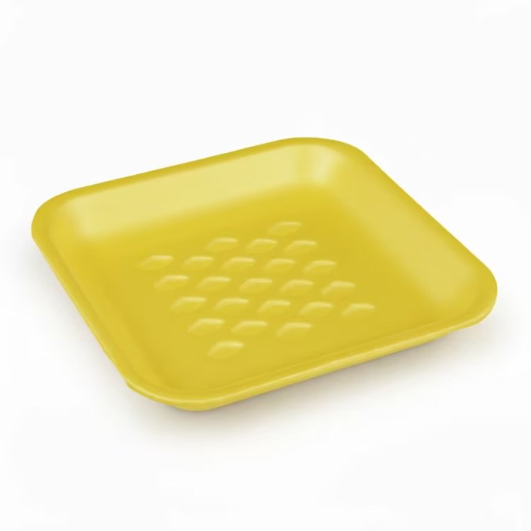 1S Yellow Rectangular Foam Meat Tray 1000/case