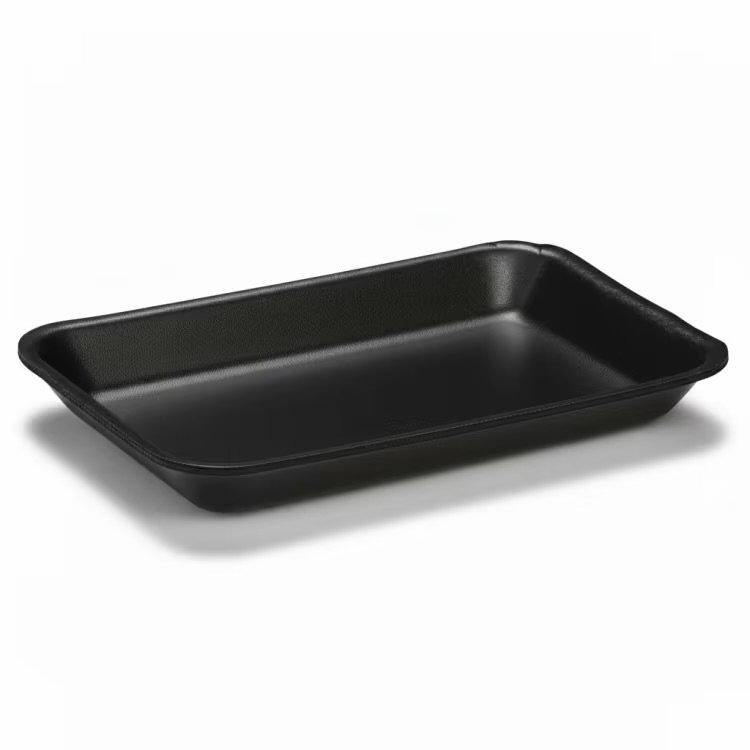2 Black Rectangular Foam Meat Tray  500/case