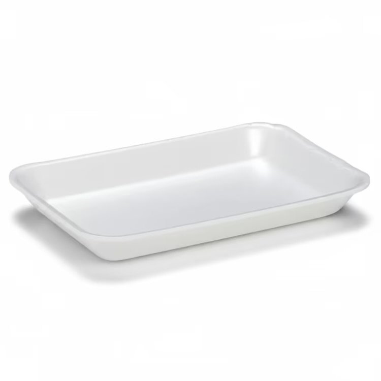 2 White Rectangular Foam Meat Tray  500/case