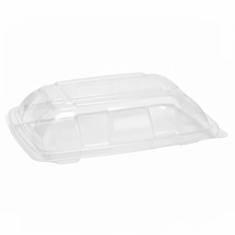 3-Compartment Clear PET Lid for Sugarcane Bagasse Taco Tray.  300/case