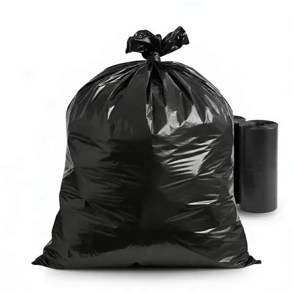 High-Density Black Plastic Trash Can Liner 33" X 40" 16Mic.  250/case