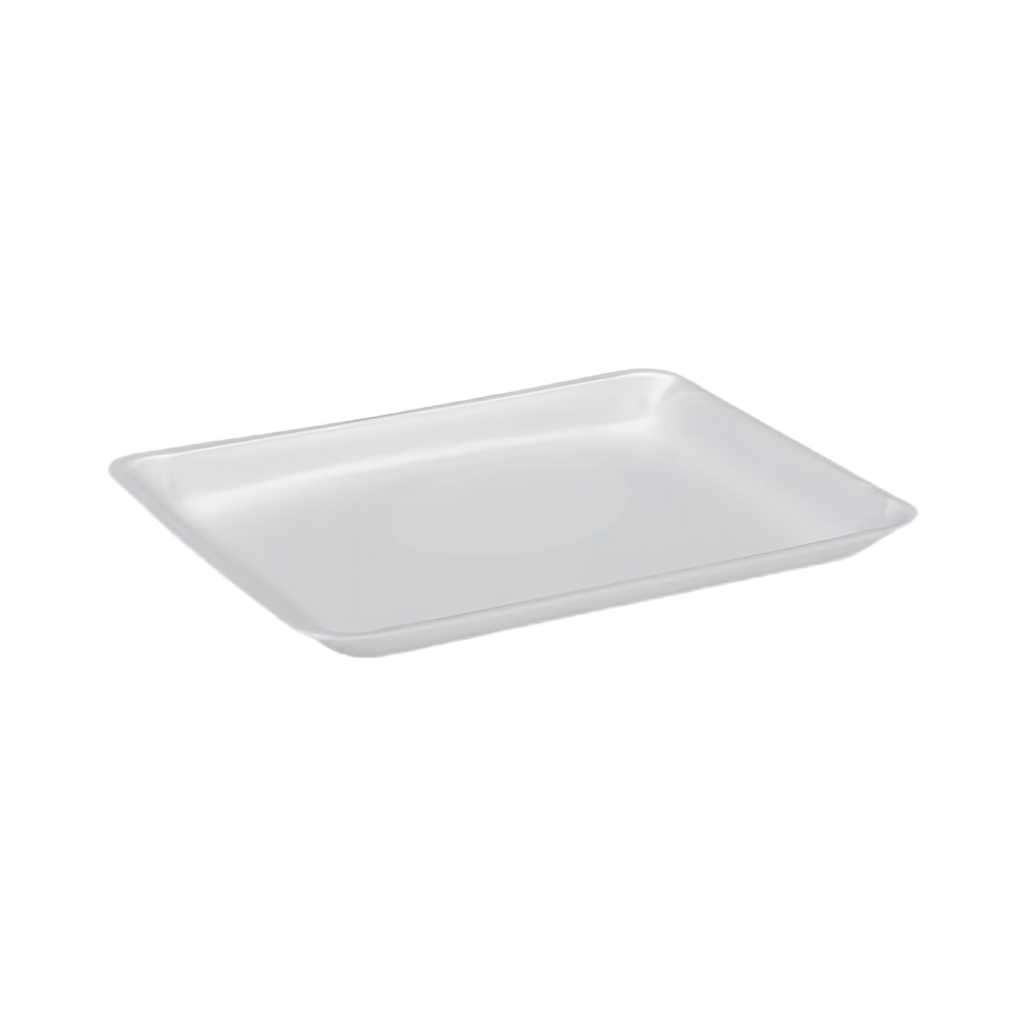 9L White Rectangular Foam Meat Tray. 200/case