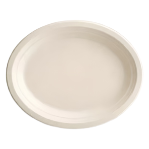 12.5" Oval Compostable Sugarcane Bagasse Plate. 500/case