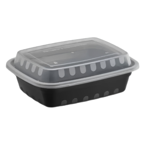 12 Oz Black PP Plastic Rectangular Containers with Clear Lid. 150/case