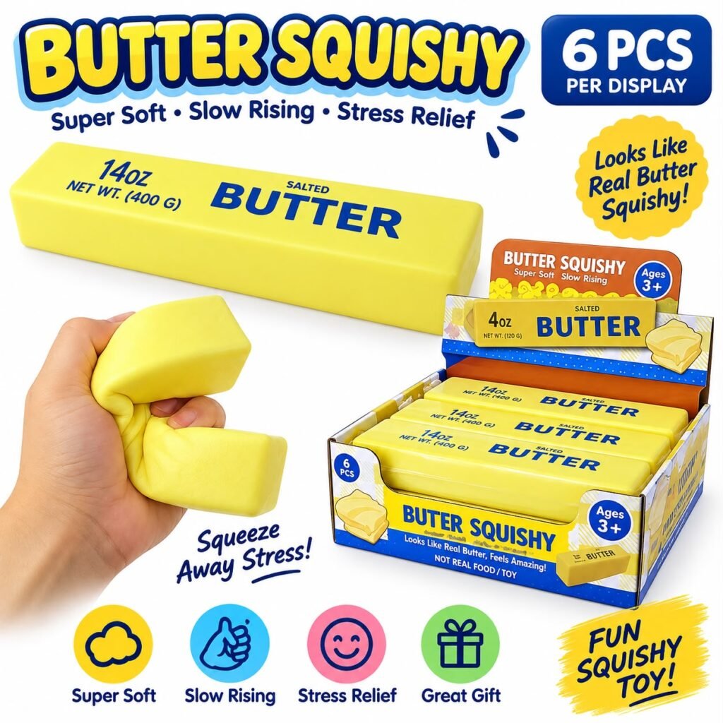 Butter PU Rectangular Squeeze Toy